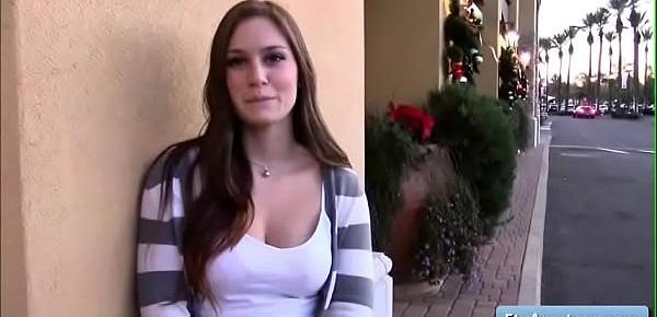  Amazing horny natural big boobed brunette teen amateur Summer gets naughty and reveal her big boobs in public